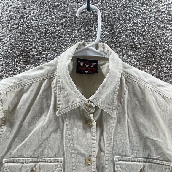 Vintage Bikers World Vest Womens XL Tan Bike Rally 2002 Logo Myrtle Beach SC Y2K - Picture 4 of 14